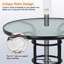 Table de salle à manger ronde avec plateau en verre trempé et trou pour parasol pour la pelouse, le balcon et la cour