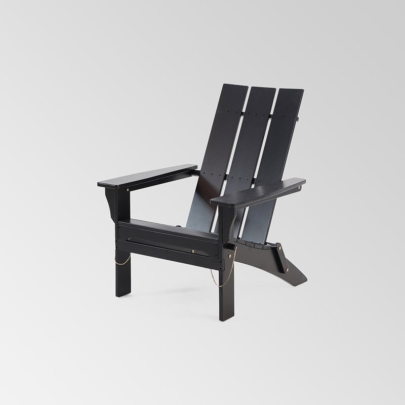 Chaise Adirondack pliante en bois massif Auton, Noir