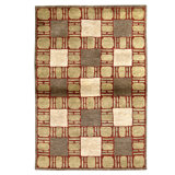 Hand Knotted Wool Area Rug in Red