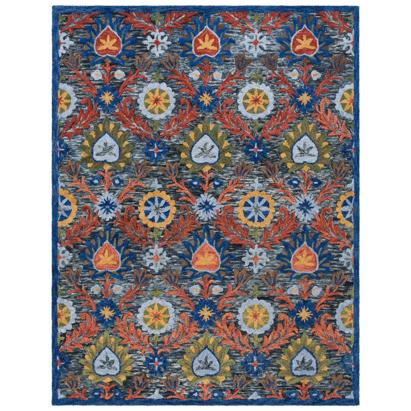 Tapis floral en laine Shanise, Rectangle 8 pi x 10 pi
