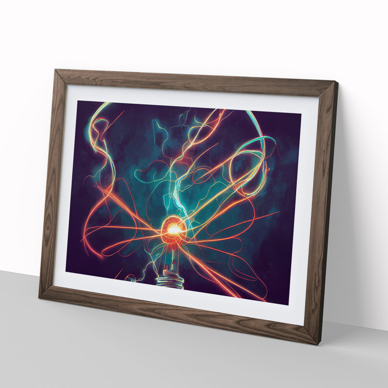 XH1022-3007X Electricity Art Vol.1 - Single Picture Frame Print, 46cm H x 64cm W x 2cm D, Walnut