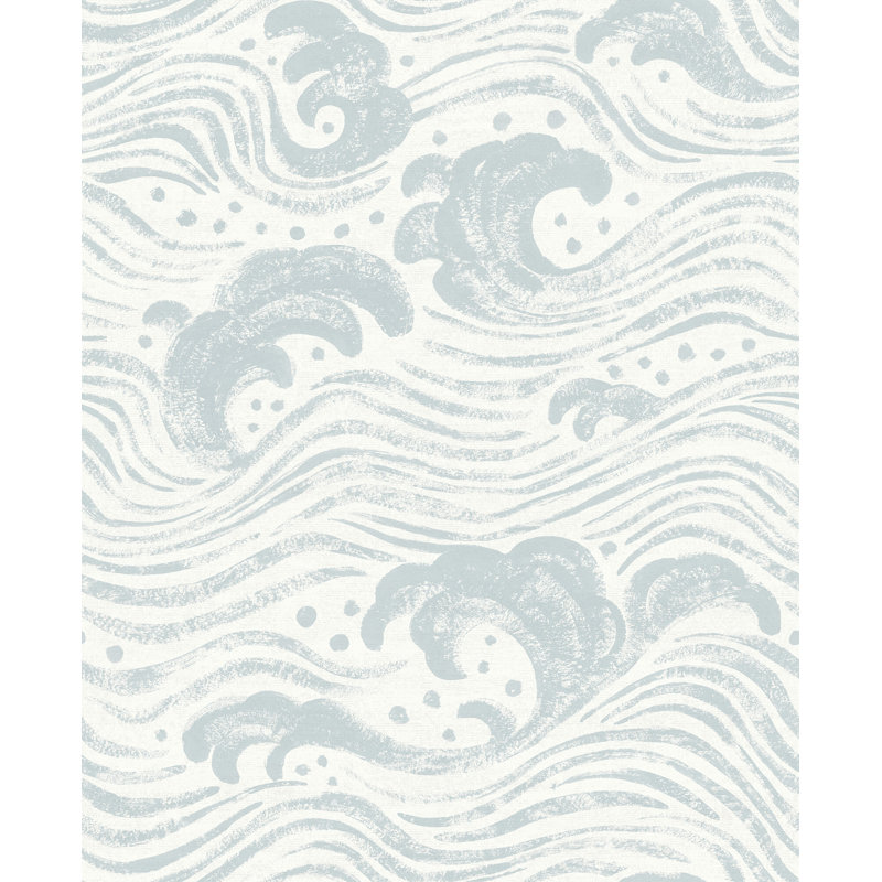 Swell Ocean Wave Wallpaper, Light Blue 