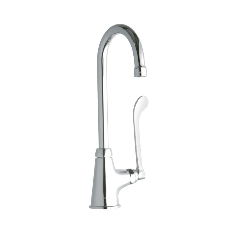 Single Hole with Single Control Faucet with 5" Gooseneck Spout 6" Wristblade Handle Chrome