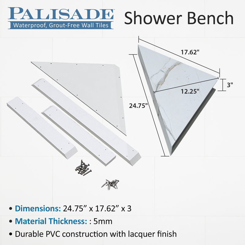 Louvre Granite Waterproof PVC Corner Shower Bench