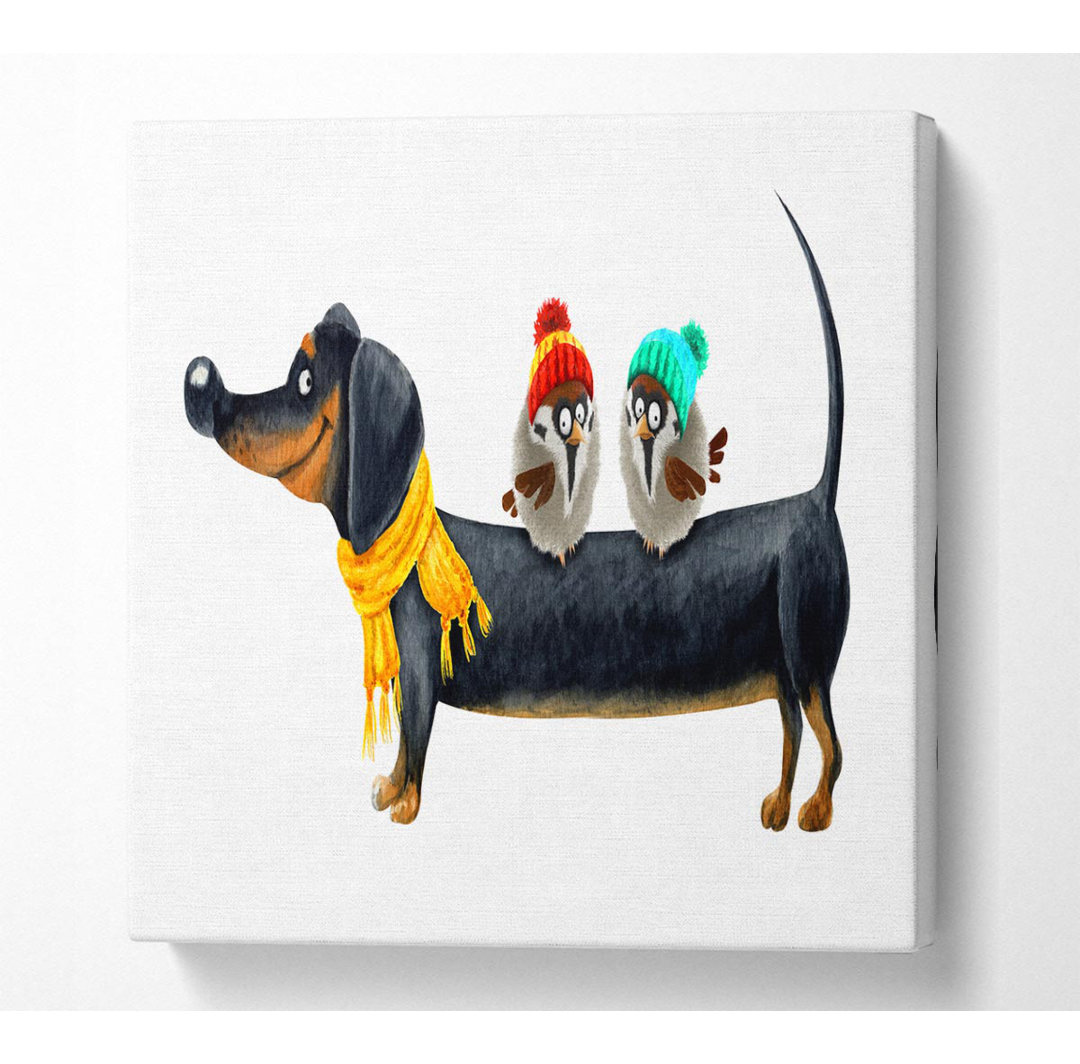 Leinwandbild Sausage Dog Birds