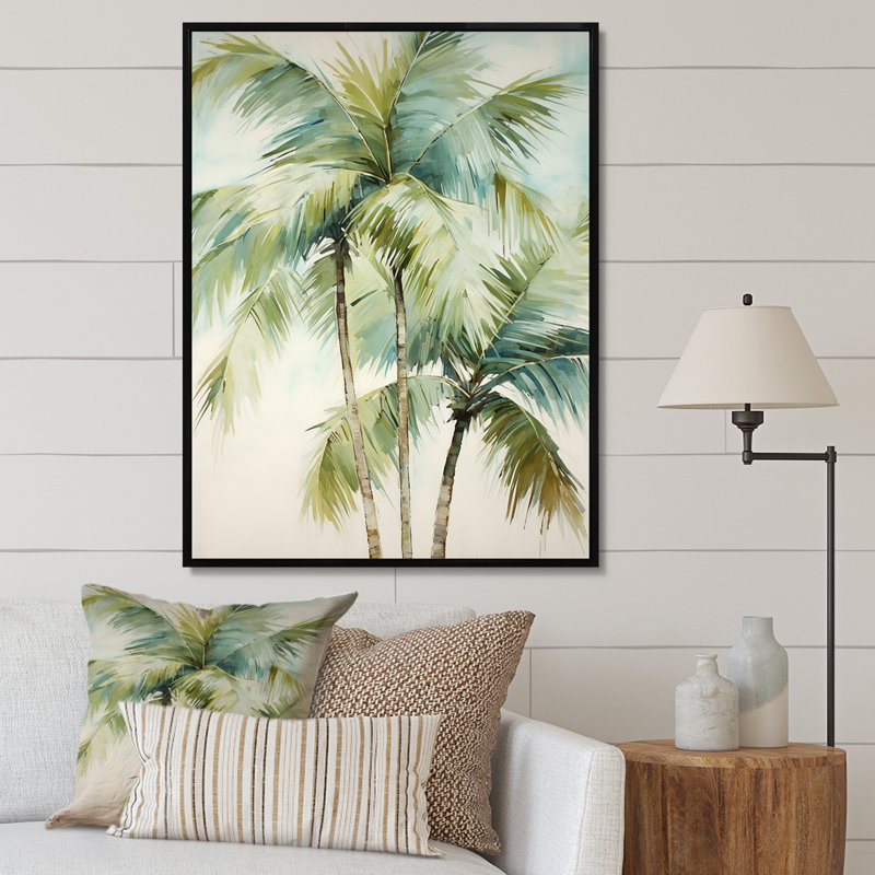 «Dreyfuss Green Minimalims Palm Trees I», reproduction d'art sur toile, palmiers, H 32 po x l 24 po x P 1 po