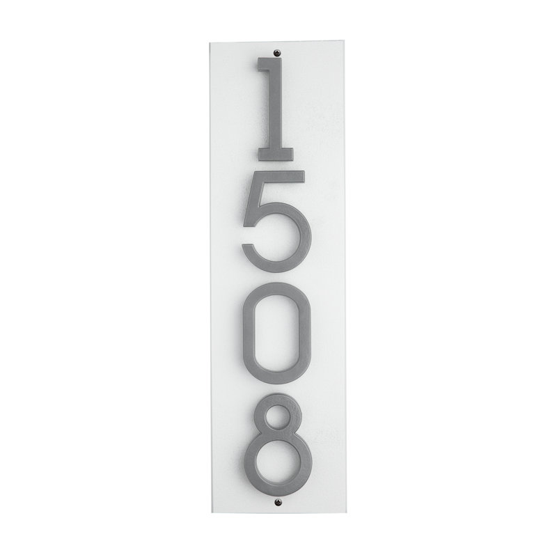 Signe vertical flottant à 4 chiffres, chiffres blancs / argentés modernes, Oui