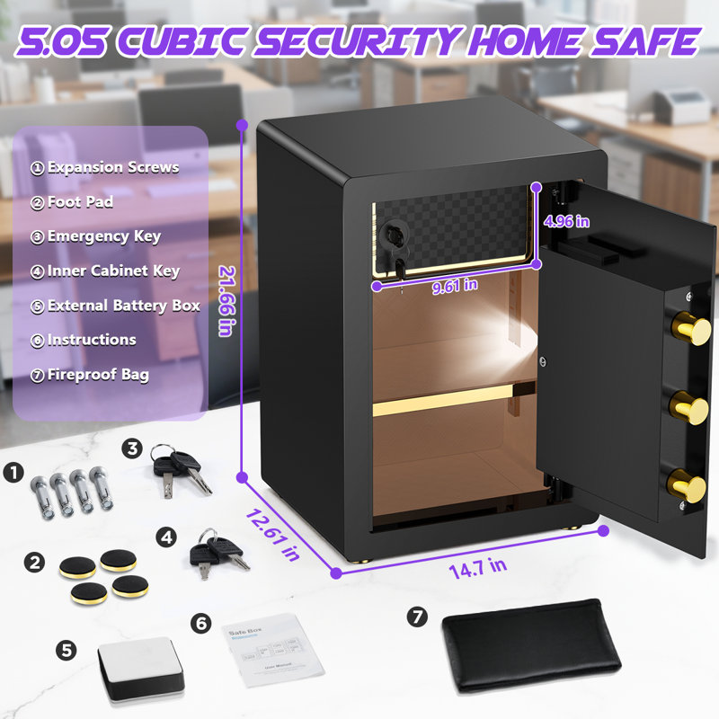Coffre-fort BESAFETY, 21.66" H x 12.61" W x 14.7" D