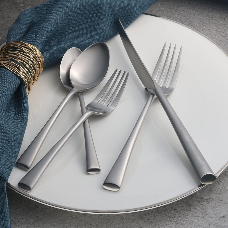Ensemble de couverts 20 pièces en acier inoxydable avec ustensiles de service, service pour 4, design moderne avec finition miroir, idéal pour la maison, la cuisine, les fêtes et le camping