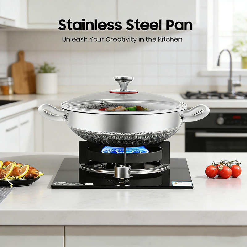 Wok Pan Stainless Steel Sauteuse Pan