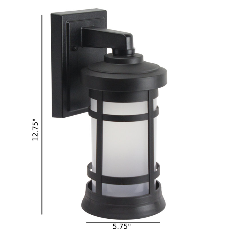 Solus Artisan Cylinder Outdoor Wall Mount Fixture with Frosted Acrylic Lens, Black, 12.75" H, 4000K