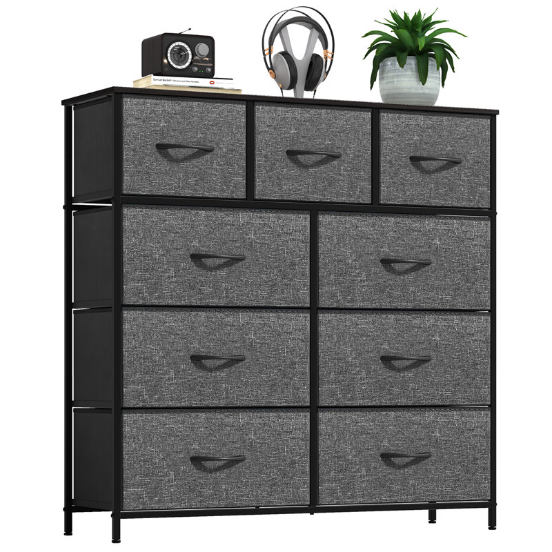 Tasleem 9 Drawer Storage Drawer, Gray/Black