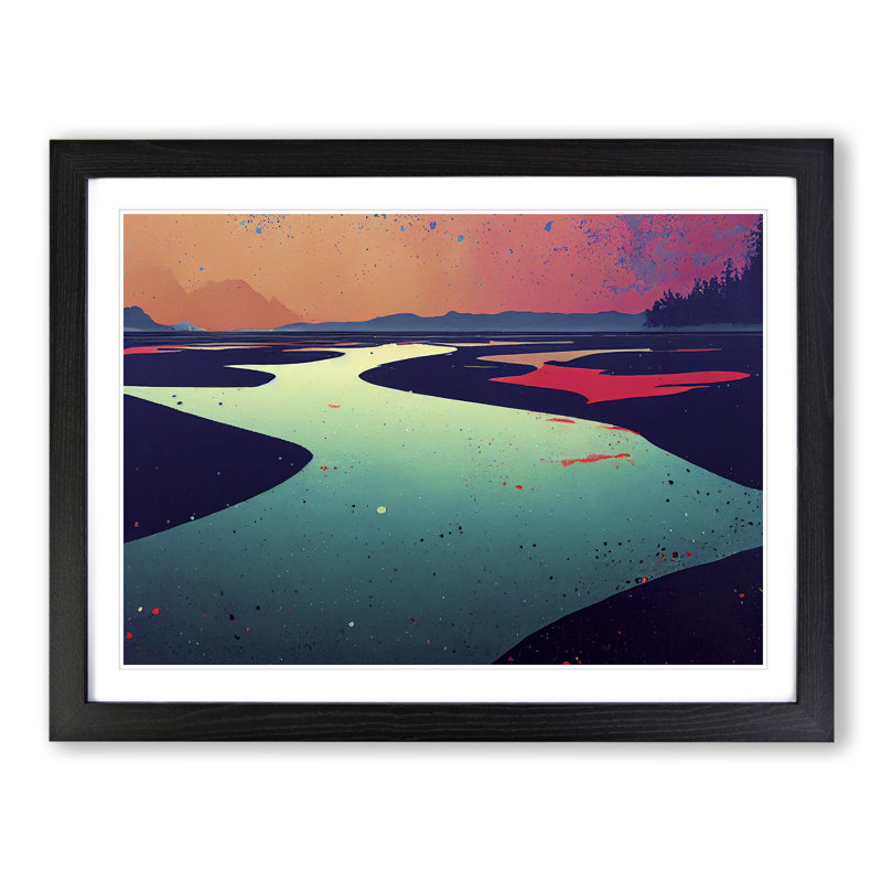 Colourful River - Single Picture Frame Painting, Black Framed, 34cm H x 46cm W x 2cm D