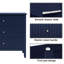 Table de chevet cannelée bleue à 32 tiroirs de 32 po de largeur, table d'appoint de rangement moderne pour grande chambre à coucher, table de bout de chevet escamotable avec boutons pour petits espaces-130118707