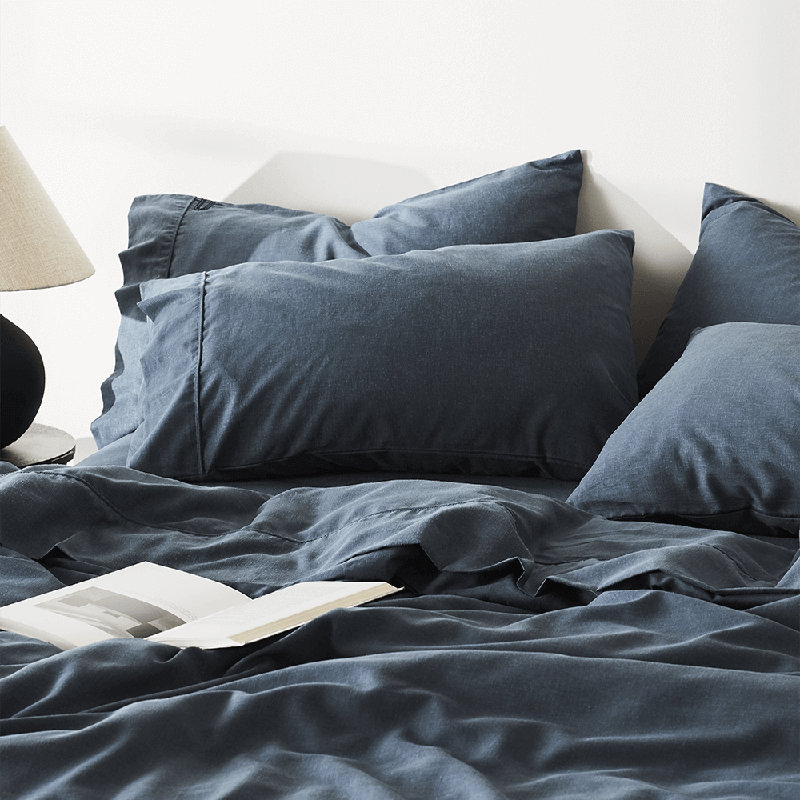 Signature Sateen Pillowcase, Full / Double Pillowcase + Pillowcases 2 Standard, Ink