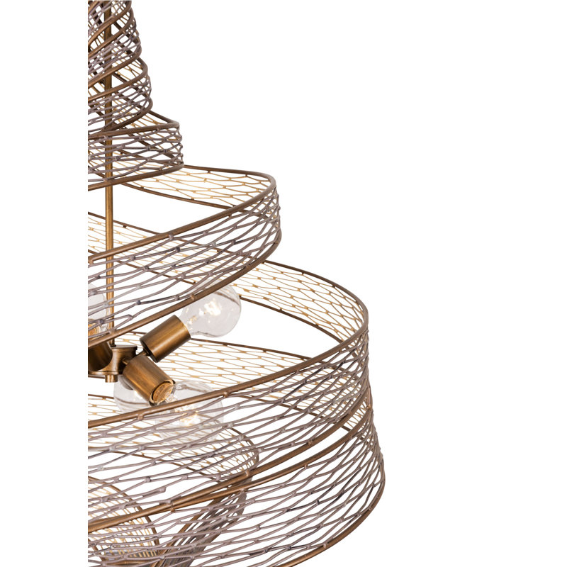 Luminaire suspendu torsadé 6 lumières Flow - Minerai martelé, Minerai martelé, H 31,5 po x l 26 po x p 26 po