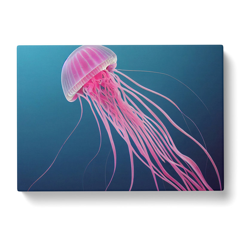 XXX-H1022-WF-5333X Jellyfish Art - Wrapped Canvas Print, 50cm H x 76cm W x 3cm D