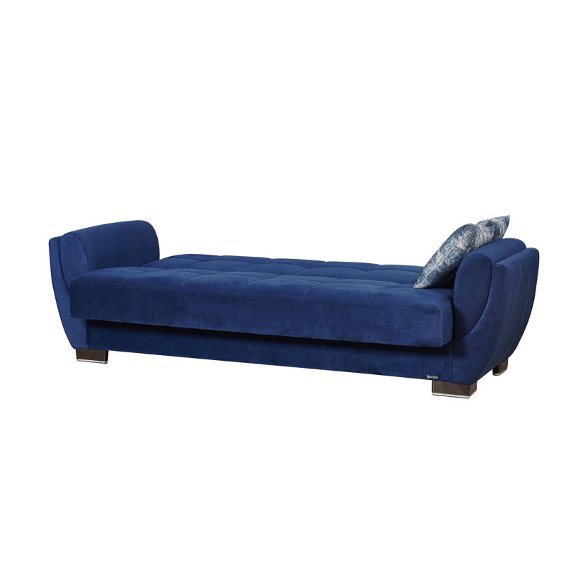 Canapé-lit rembourré convertible avec rangement, Bleu