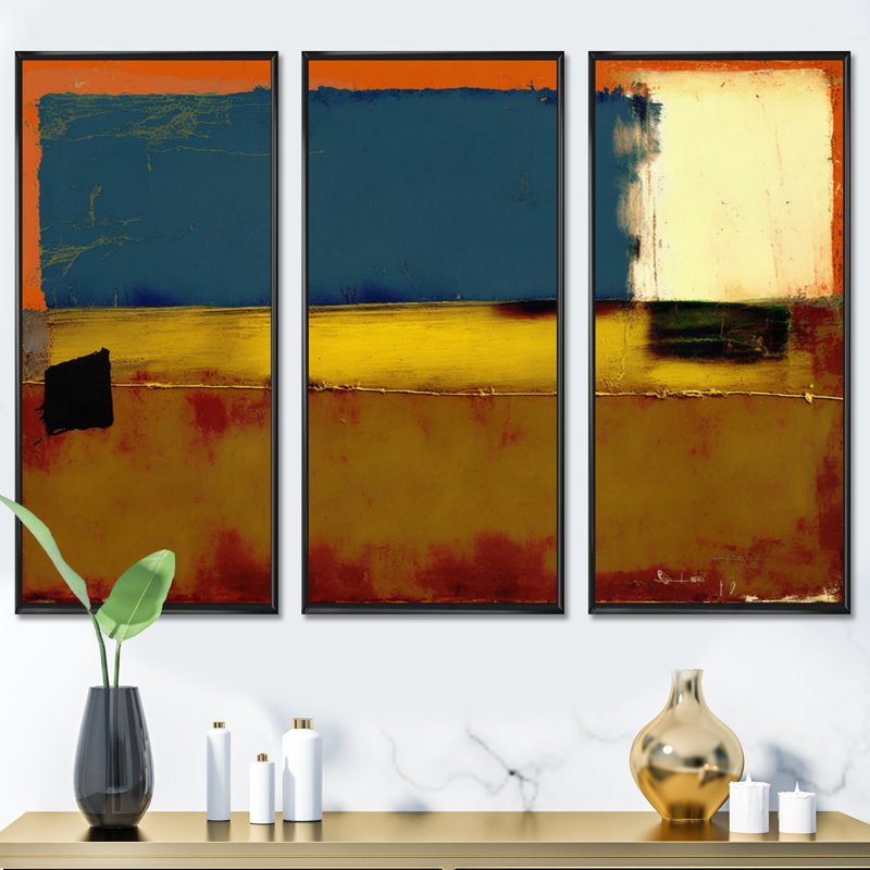 «Blue Sky Above Redend Point VII», reproduction sur toile 3 pièces, Toile encadrée noire, H 28 po x l 36 po x P 1 po