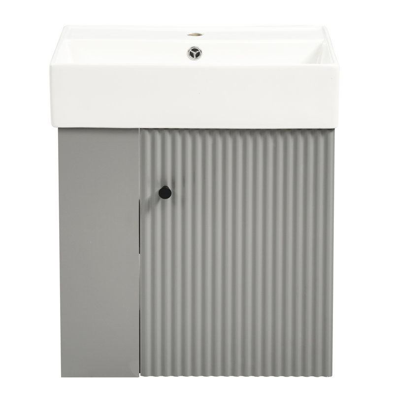Meuble-lavabo flottant 21,6 po Boville, Gris / Noir, 22"