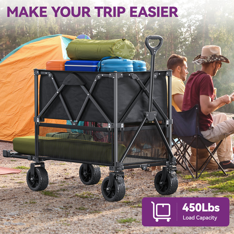 Collapsible Foldable Beach Wagon Cart Utility Cart with Big Wheels