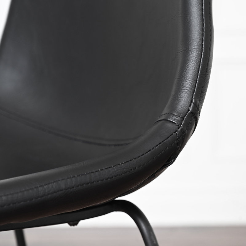 Oslo Upholstered Counter Stool with Metal Frame, Black