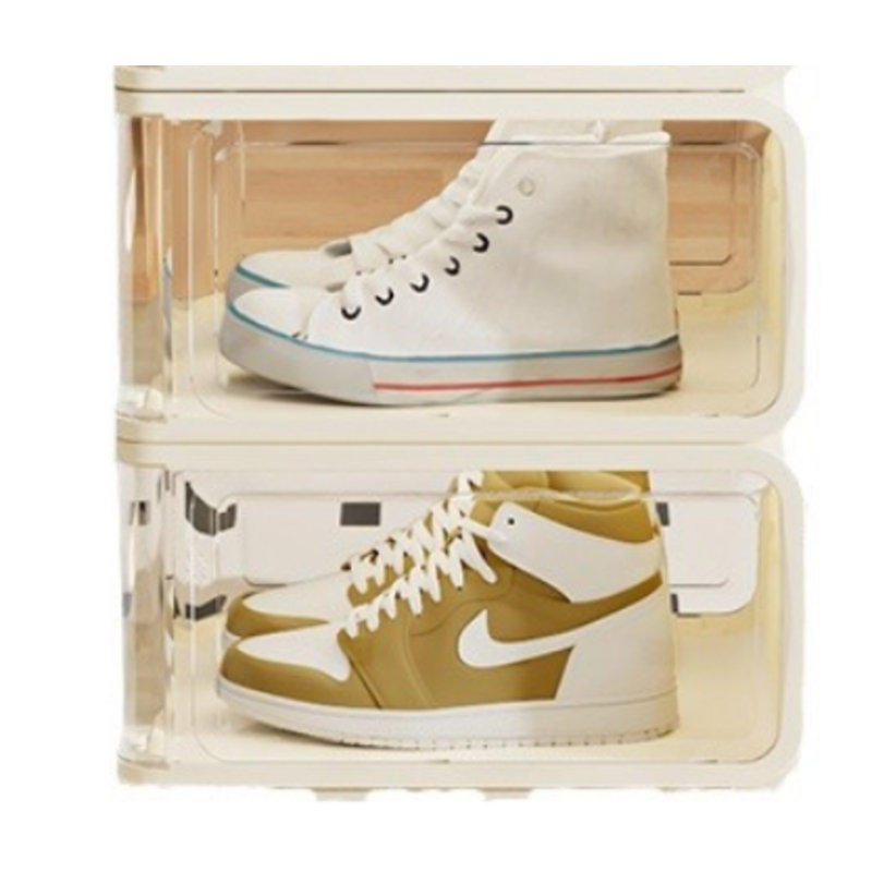 Boîte à chaussures transparente en plastique dur à plusieurs couches, résistante à la poussière pour les organisateurs de chaussures à domicile; Empilable pour économiser de l'espace.