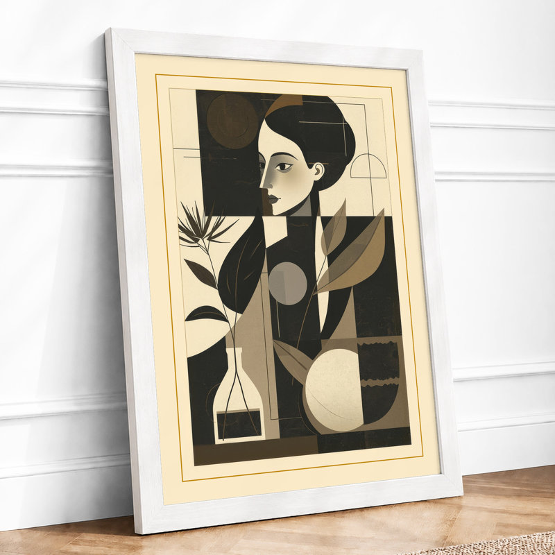 Woman in Profile Art Deco - Framed Print, A1 - 84.1 x 59.4 cm, White
