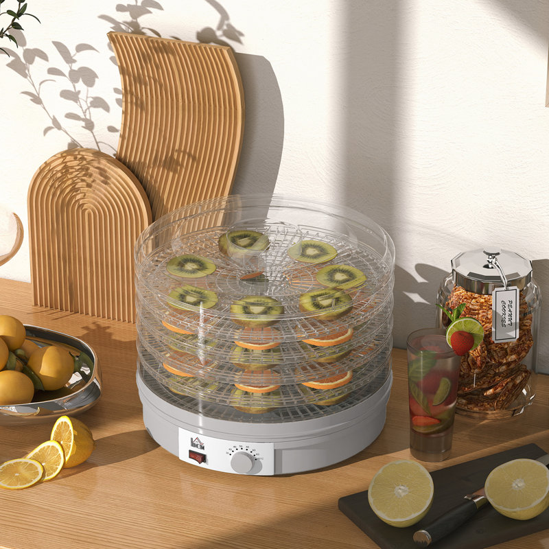 HOMCOM 5 Tier Food Dehydrator 245W Adjustable Temperature Control, Grey