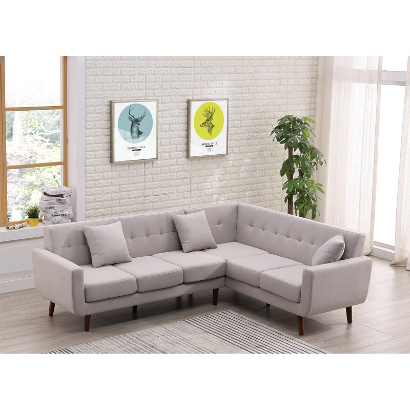 Barnet Upholstered Sectional, Paynr's Gray Polyester Blend, Right Hand Facing