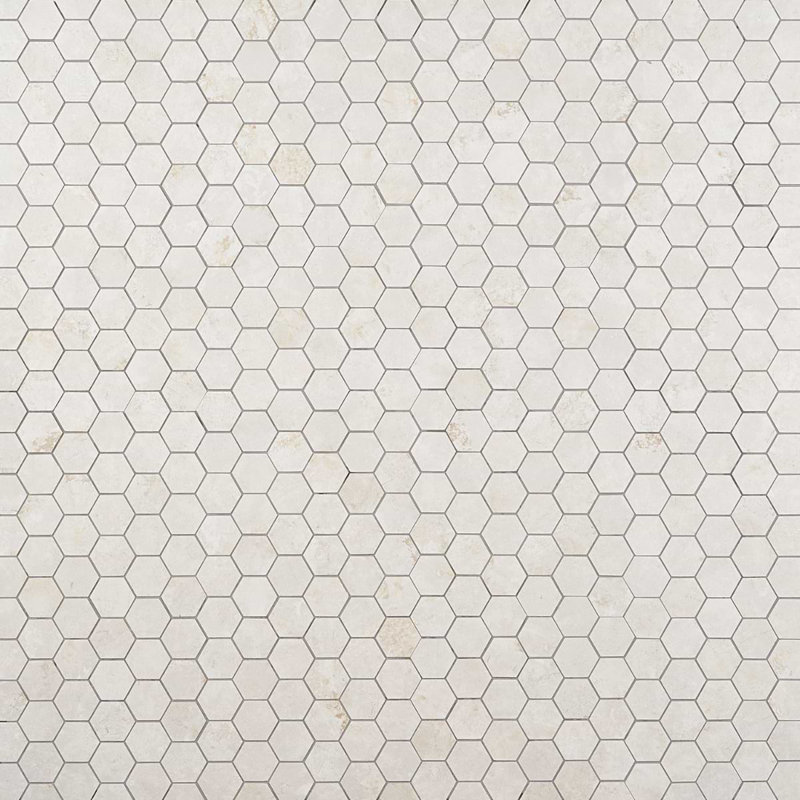 Portrait 2" Hexagon Matte Porcelain Mosaic Tile, Ivory
