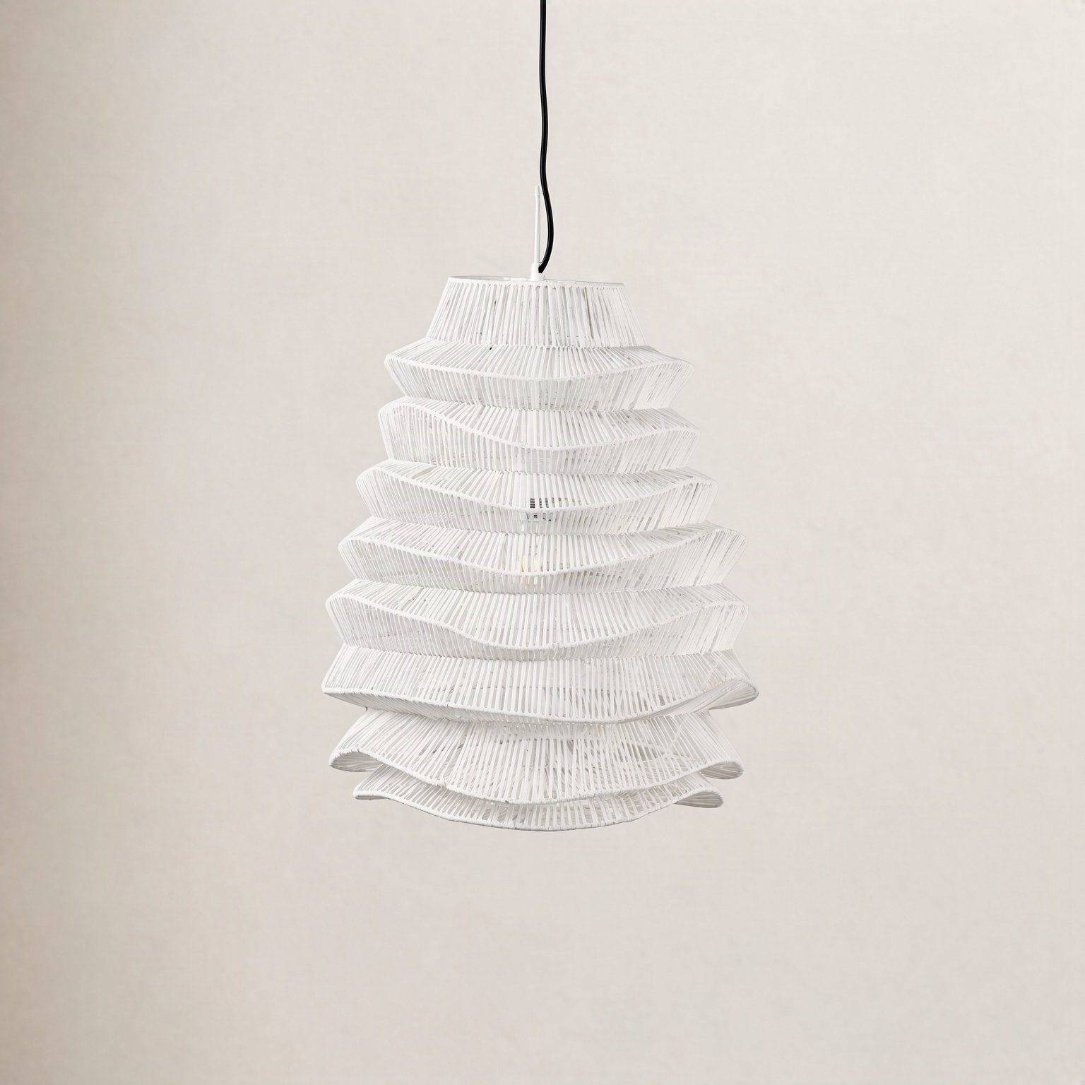 Barlow Single Light Rattan Dimmable Pendant, White