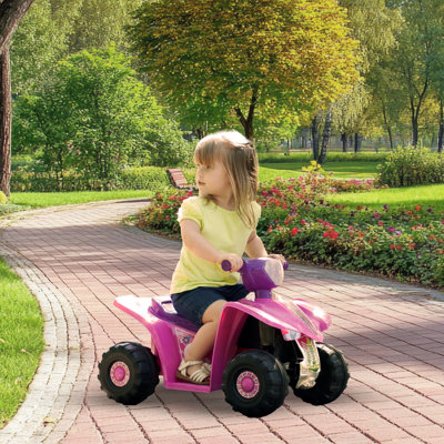 4 Wheeler for Kids - 6V Battery-Powered All-Terrain Ride on Car for Kids Ages 3-6 - Toddler Ride on Toys with Princess Decals by Lil’ Rider (Pink)
