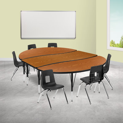 Ensemble de table d'activités pliable en stratifié ovale avec chaises 14 po Goddard
