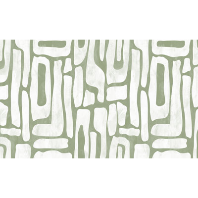 Murale abstraite pelez et collez Lamek - formes terreuses vert sauge