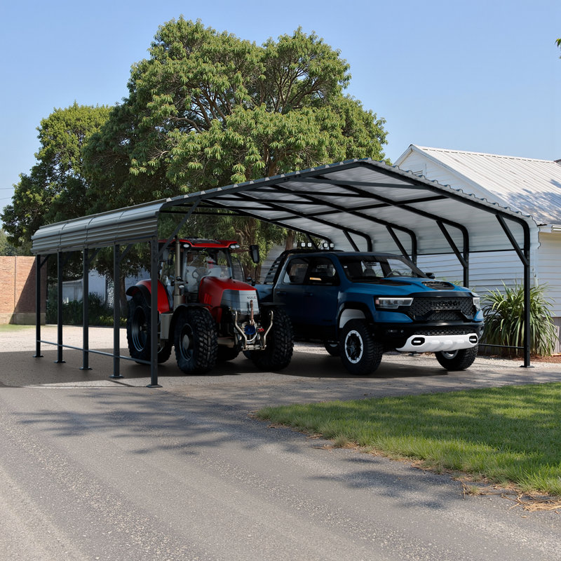 20 Ft. W X 20 Ft. D Heavy Duty Carport with Galvanized Steel Roof, Gray