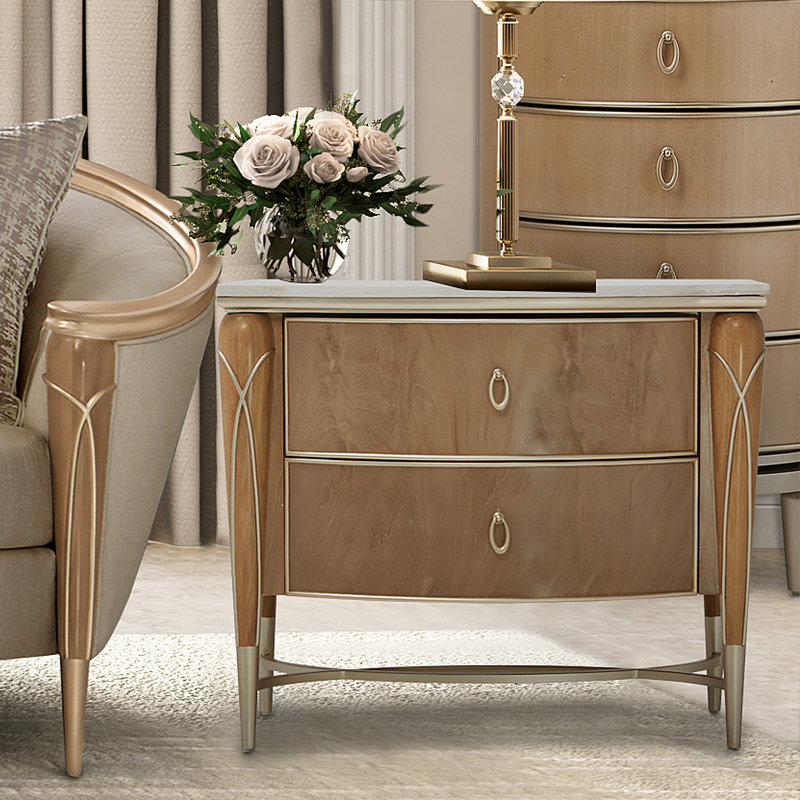 Villa Cherie Nightstand, Caramel/White