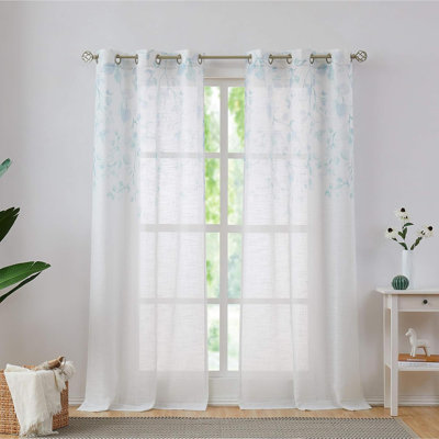 Panneau de rideau transparent à motif floral à motif floral pour 6 pièces