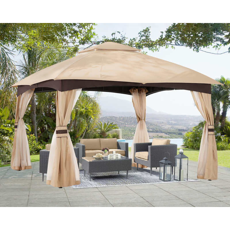 Steel Patio The Soft Roof Gazebos, Beige, 110" H x 131" W x 131" D 