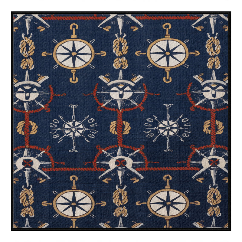  Tapis nautique lavable scandinave maritime, Carré 4 pi