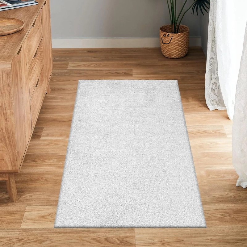 Shaggy Area Rug, White, Rectangle 80 cm x 150 cm