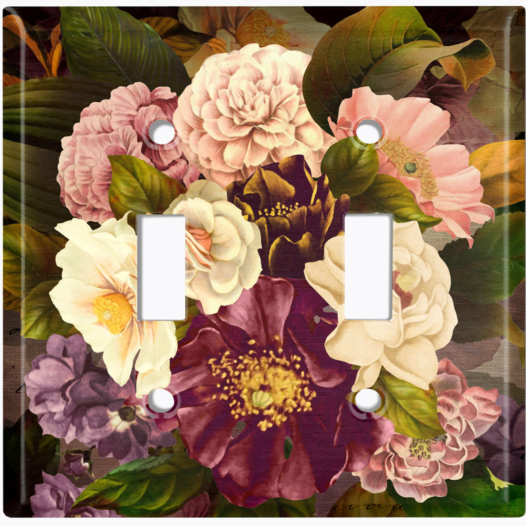 Patterned 2 - Gang Toggle Light Switch Standard Wall Plate WorldAcc