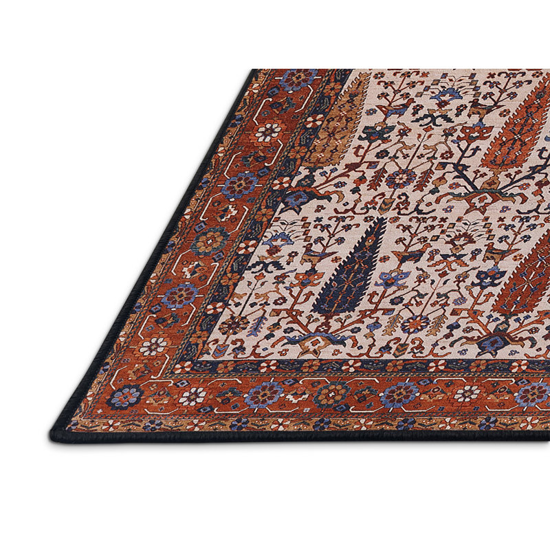 Tapis 100% Mid-Century moderne lavable à la machine 2269, Rectangle 4 pi x 6 pi