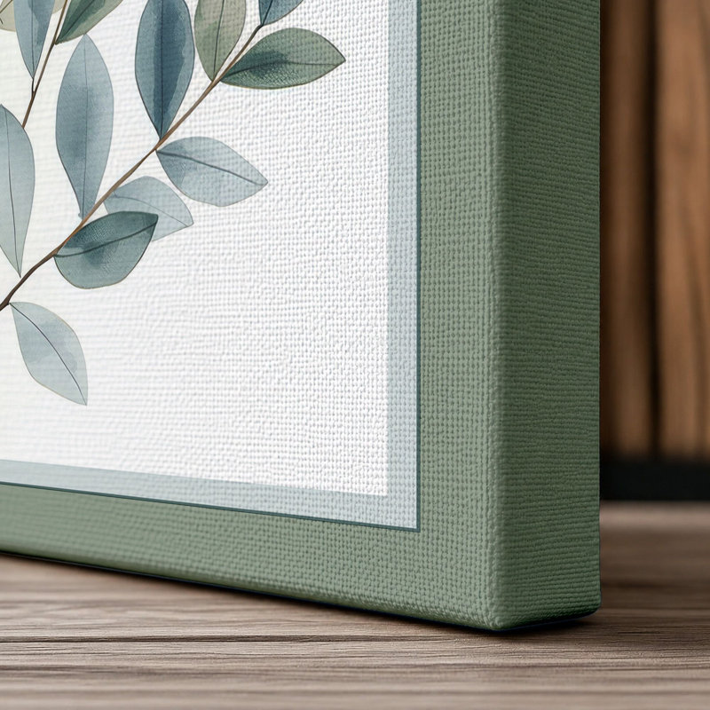 Delicate Stem Study Botanical - Wrapped Canvas, 36x24 - 91.4 x 61.0 cm, Sage Border