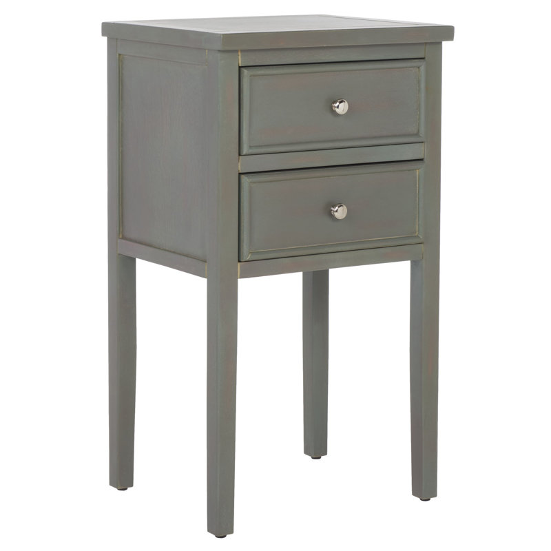 Table de bout à 2 tiroirs avec rangement Joanna, Gris français