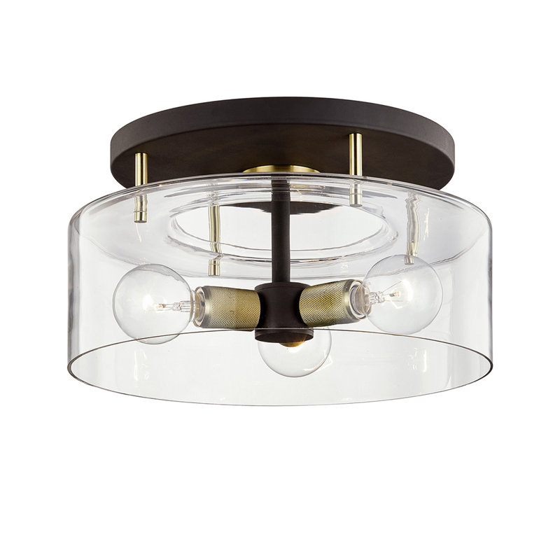 3 - Light Semi Flush Mount, Bronze/Brass