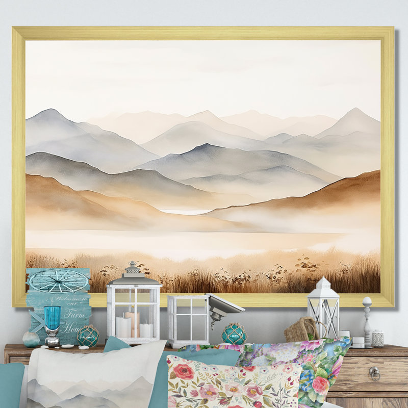 Mountain Silent Beauty II, H 16 po x l 32 po x P 1 po, Cadre doré simple