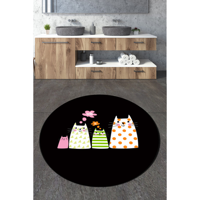 Tapis de bain antibactérien 100% polyester, 78,7 pouces de diamètre | Hauteur des poils de 10 mm, 700 g / m² | Dessous antidérapant, lavable à la machine, durable et élégant | Parfait pour tout décor de salle de bain, facile d'entretien
