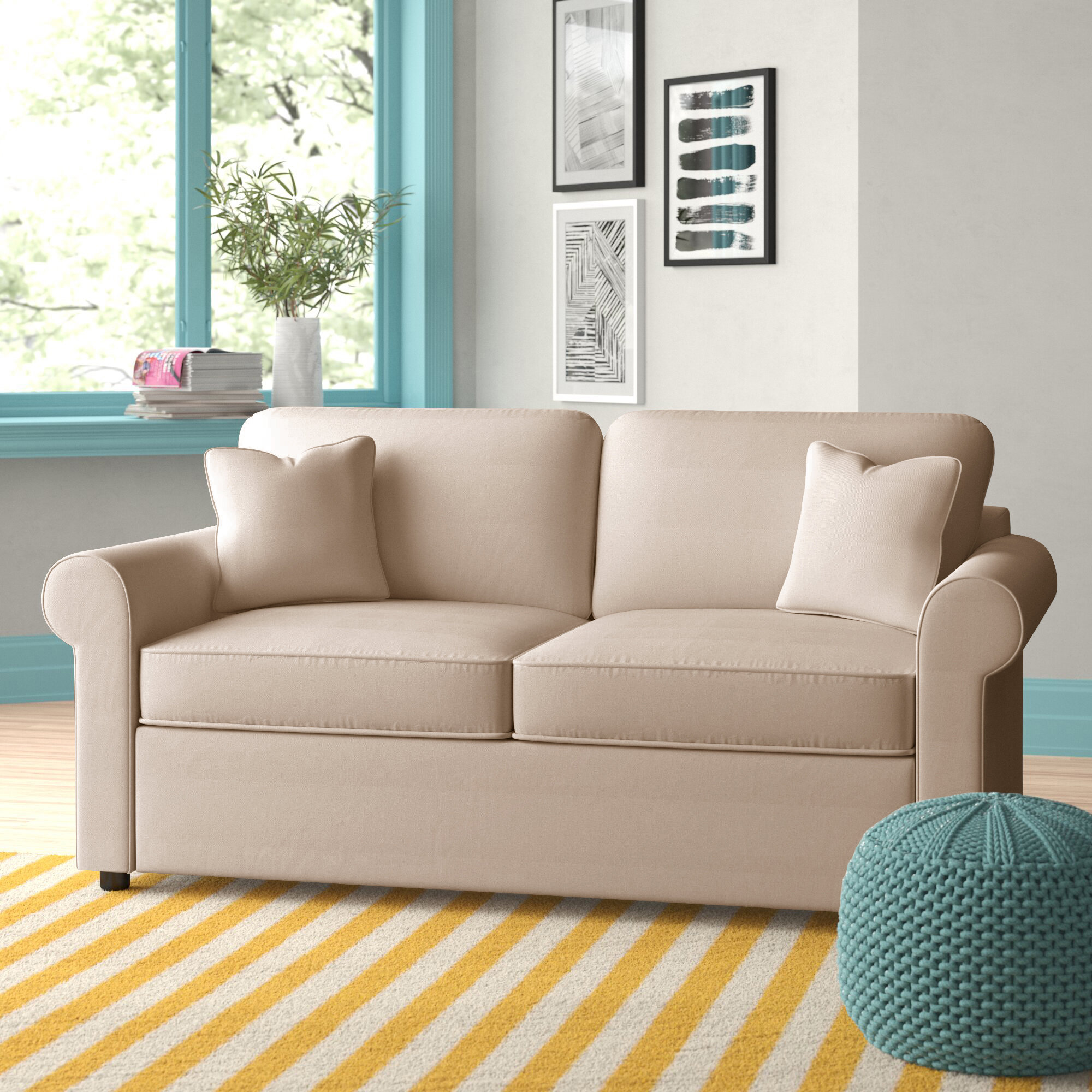 Warrington 76'' Upholstered Sleeper Sofa, Conversation Linen