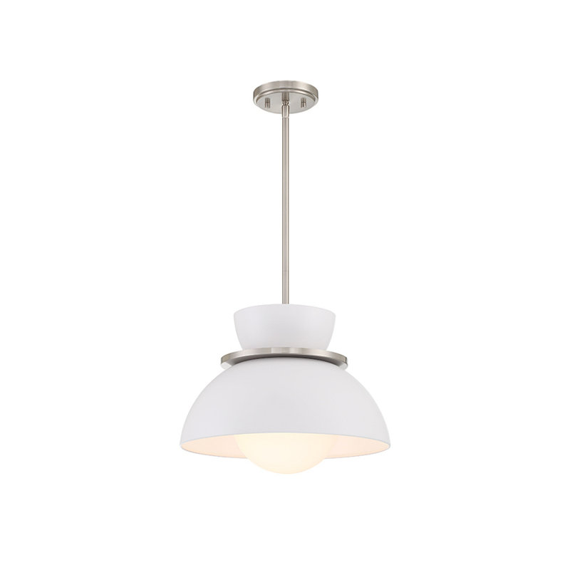 Zoja Single Light Glass Dimmable Pendant, Brushed Nickel